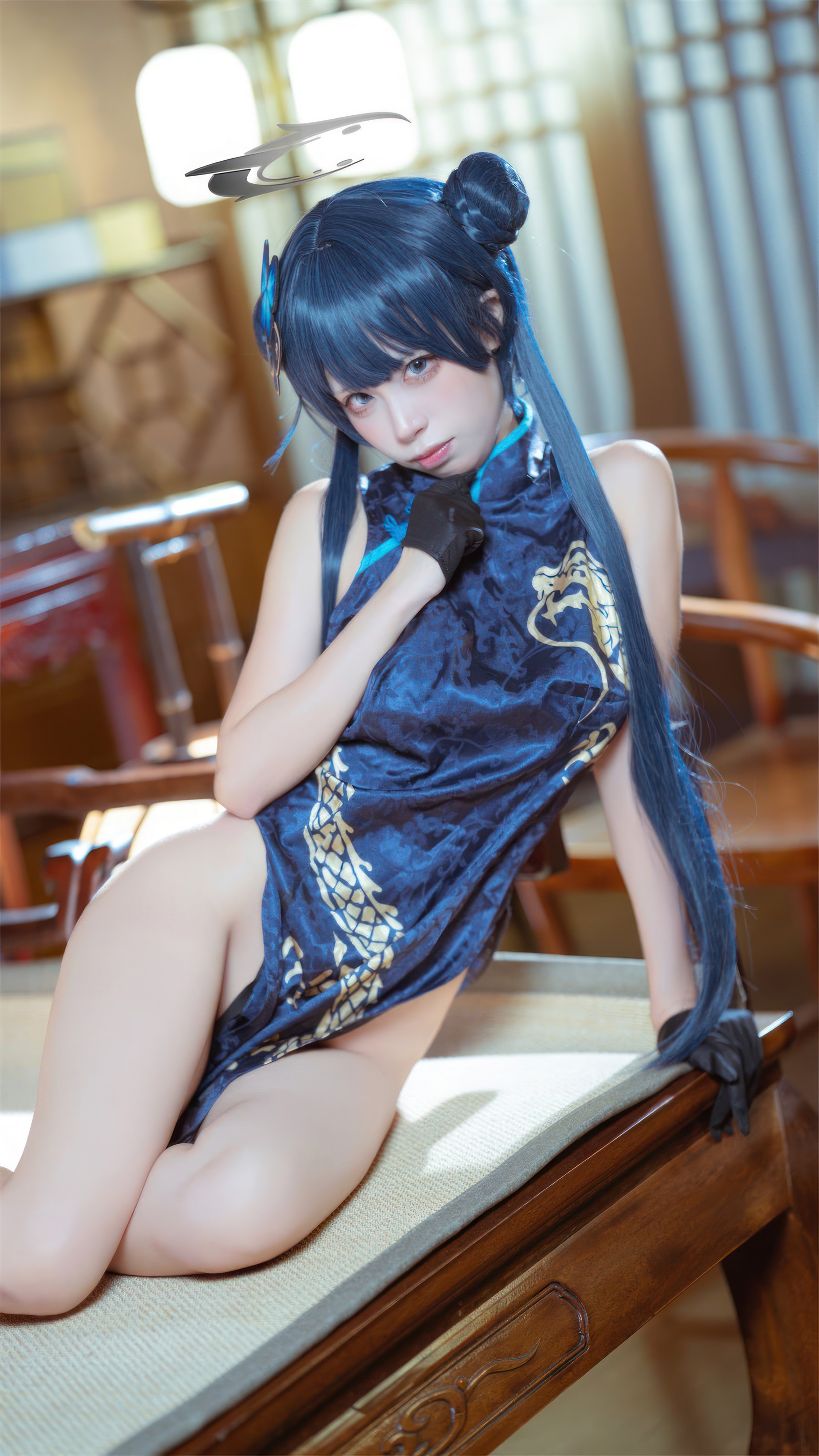 三無人型 COS 二次元：蔚蓝档案龙华妃咲旗袍写真（42P／407M）插图3