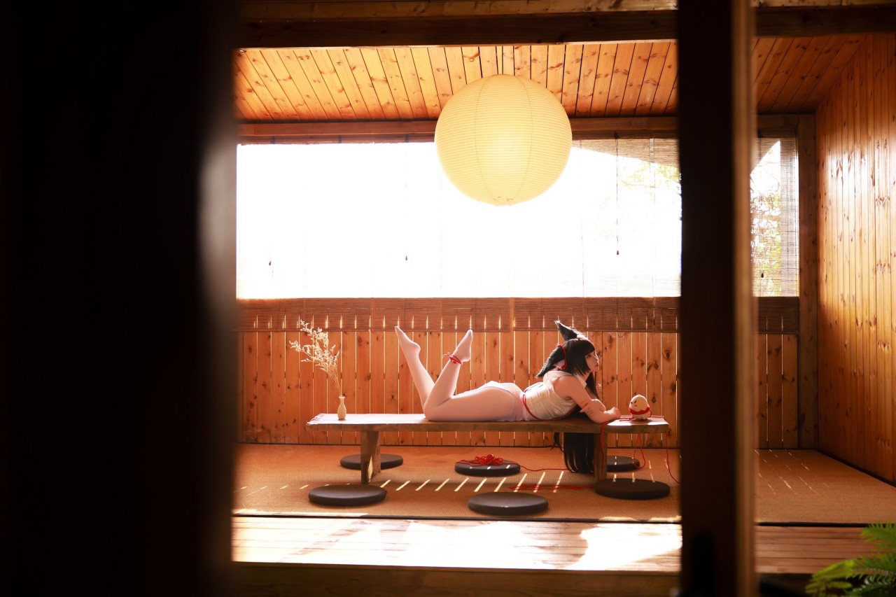 g44 不 会 受伤长门写真作品，日式庭院里的温柔背影插图4