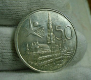 50 Francs de 1958. Bélgica. Balduino I. 20191025-111725