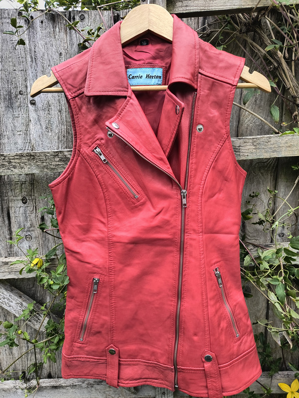 Red Sleeveless Leather Jacket - Adult 10