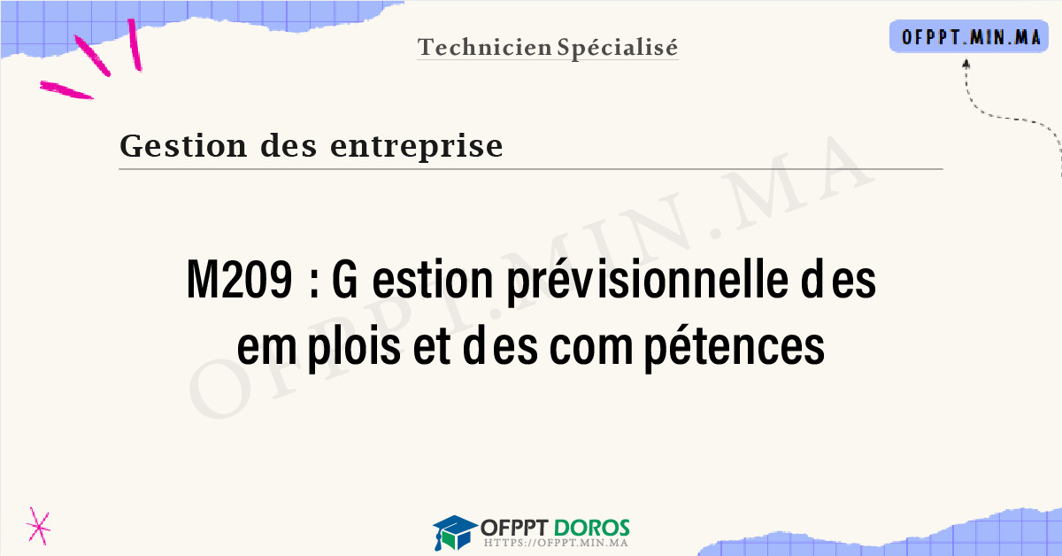 Sommaire détaillé du cours Gestion prévisionnelle des emplois et des compétences M209 OFPPT - Structure du module
