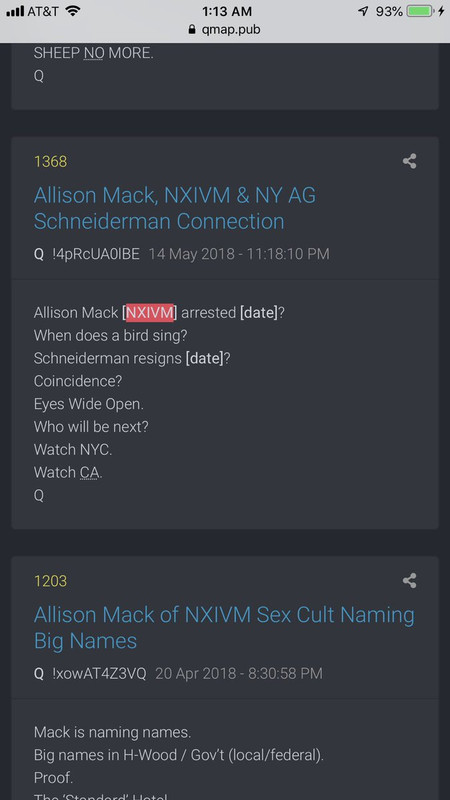 COMBO SCREENSHOT OF Q POSTS 1) >>.1414277 5-14-18 Allison Mack [