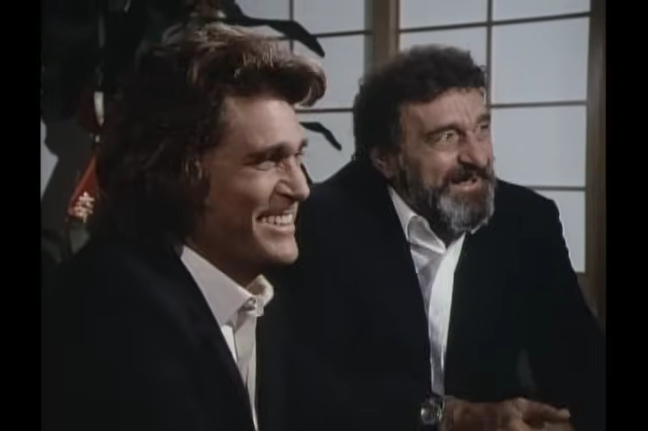 Actors Michael Landon and Victor French in Highway To Heaven