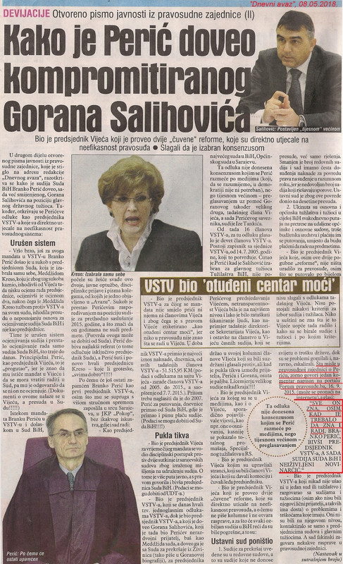 2-Avaz 08.05.2018.-Otvoreno pismo javnosti iz pravosudne zajedni