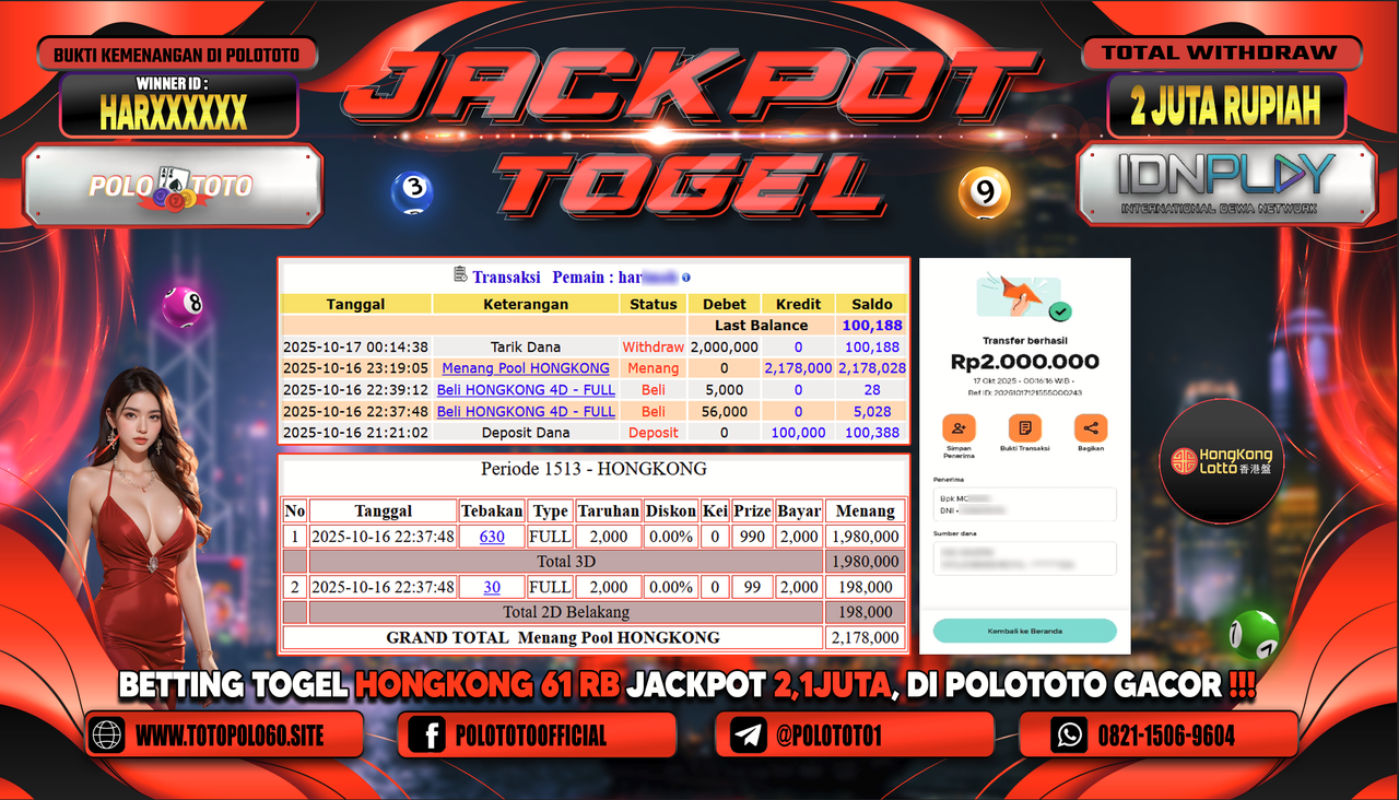 POLOTOTO JACKPOT TOGEL HONGKONG LOTTO Rp.2.000.000,-