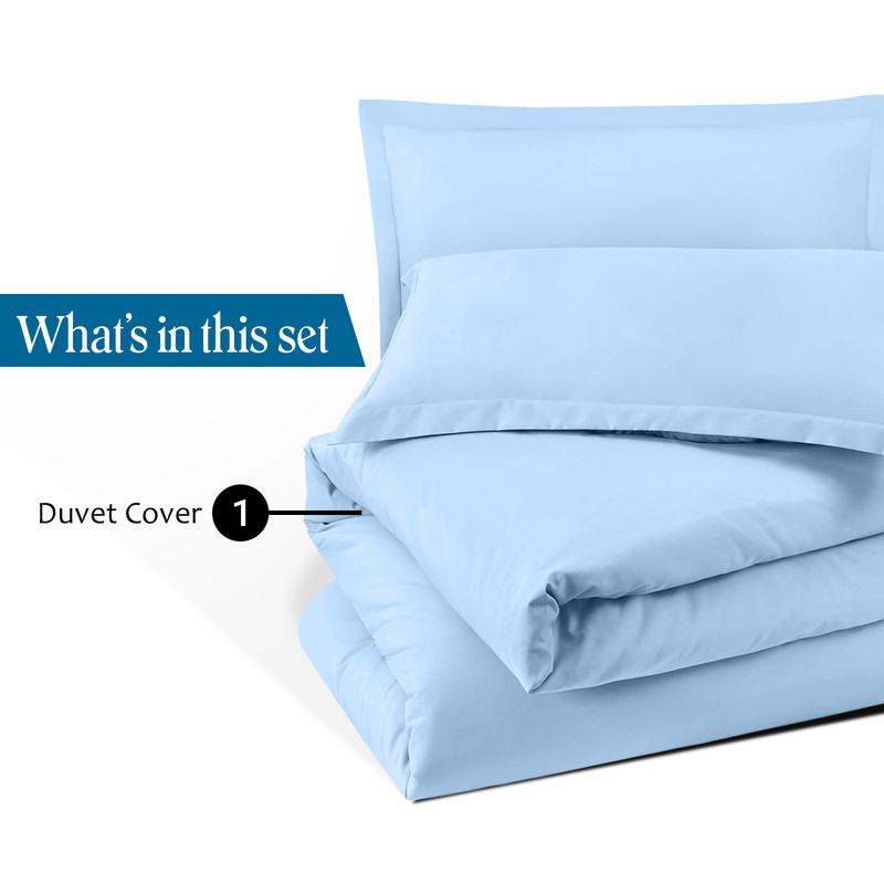 Picture of VEGAS HOTEL COLLECTION Classic Egyptian Cotton 1-Piece Duvet Cover { Zippered Closure } 1000 Thread Count- Fabulous Solid Looking Color Light Blue - Oversized Queen Size
