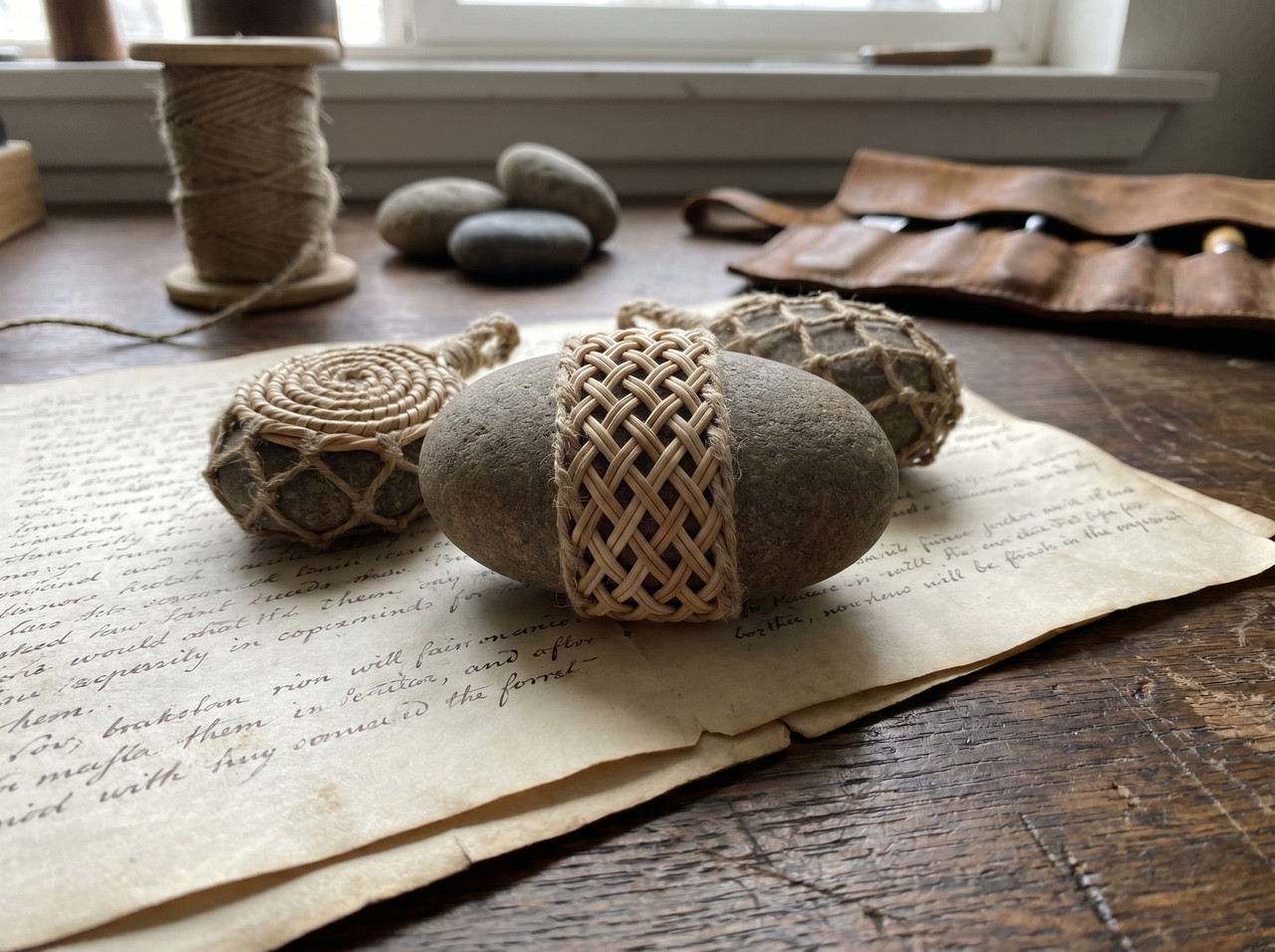 Woven River Stone Paperweights