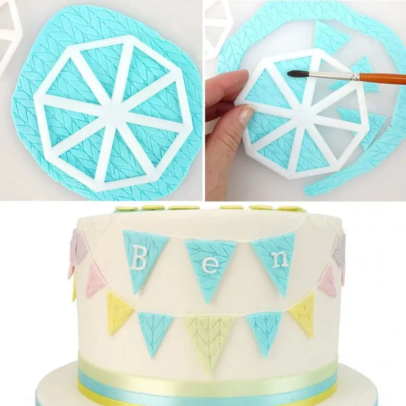 Molde plástico Guirnaldas BanderinesTriángulos para decorar tortas