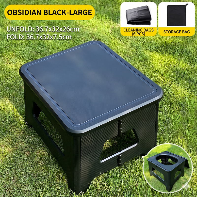 Black Large Portable Folding Camping Toilet Stool - Capacity Emergency Potty for Car, Outdoor Travel, and Hiking
