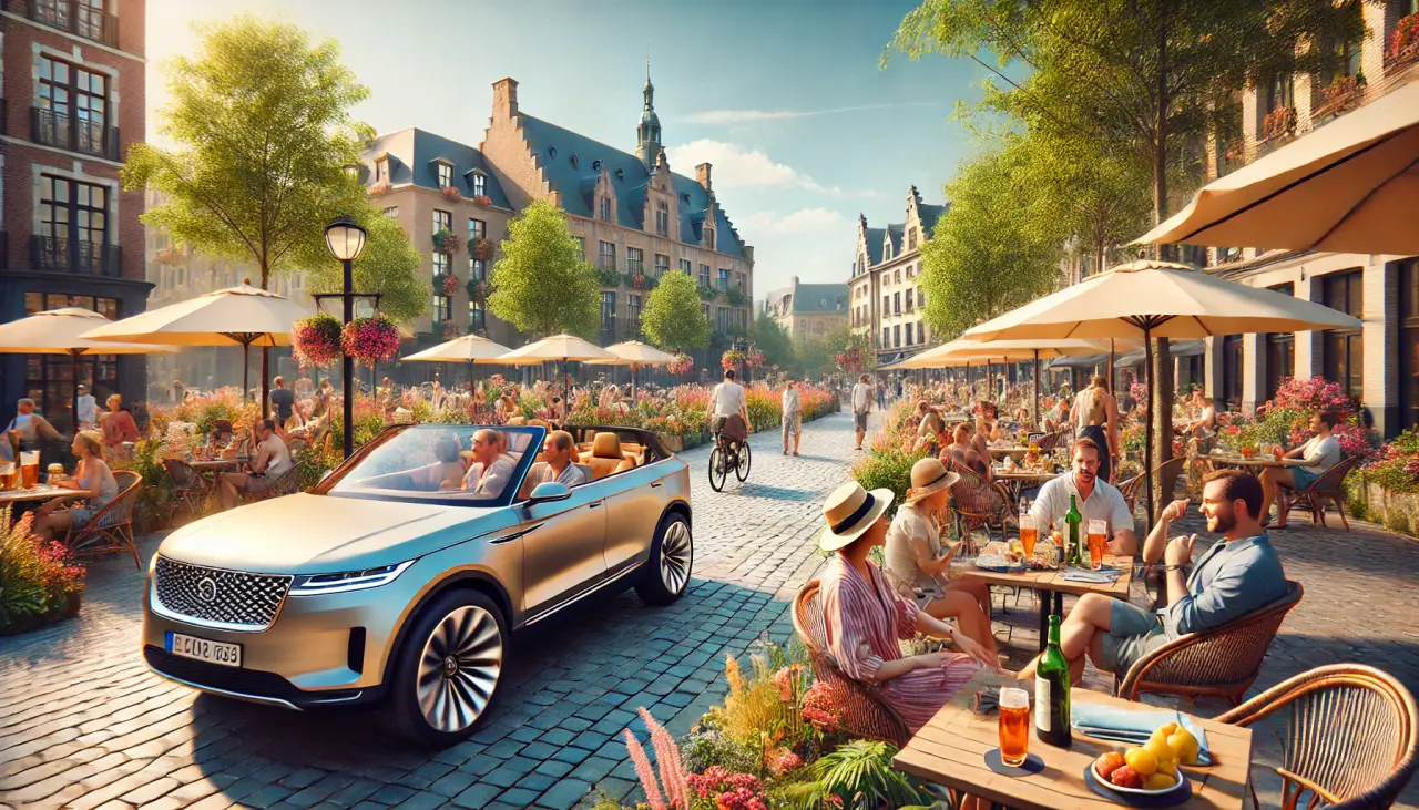 DALL-E-2024-12-07-19-45-23-Een-zomerse-sc-ne-op-een-zonnige-dag-Een-moderne-auto-rijdt-langs-een.webp
