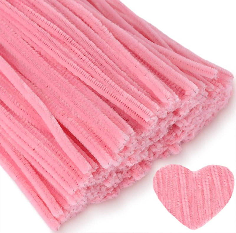 Limpiapipas para flores alambres afelpados Rosado  Piel Gamuzado