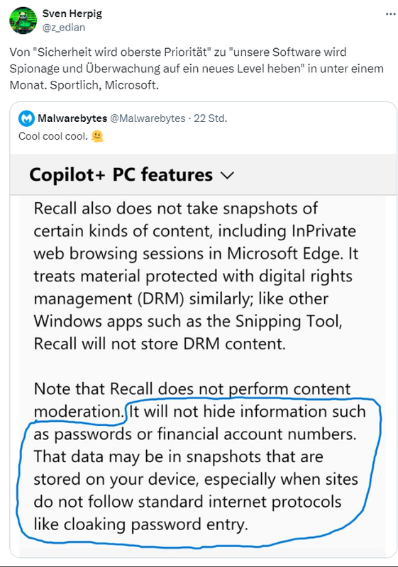 Windows 11-Spionagefunktion Recall