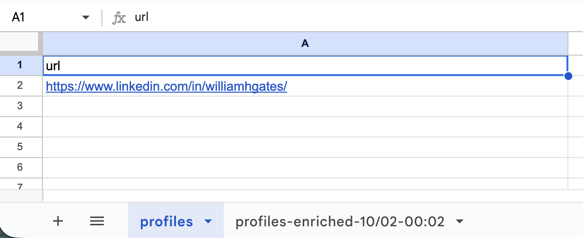 google sheet example