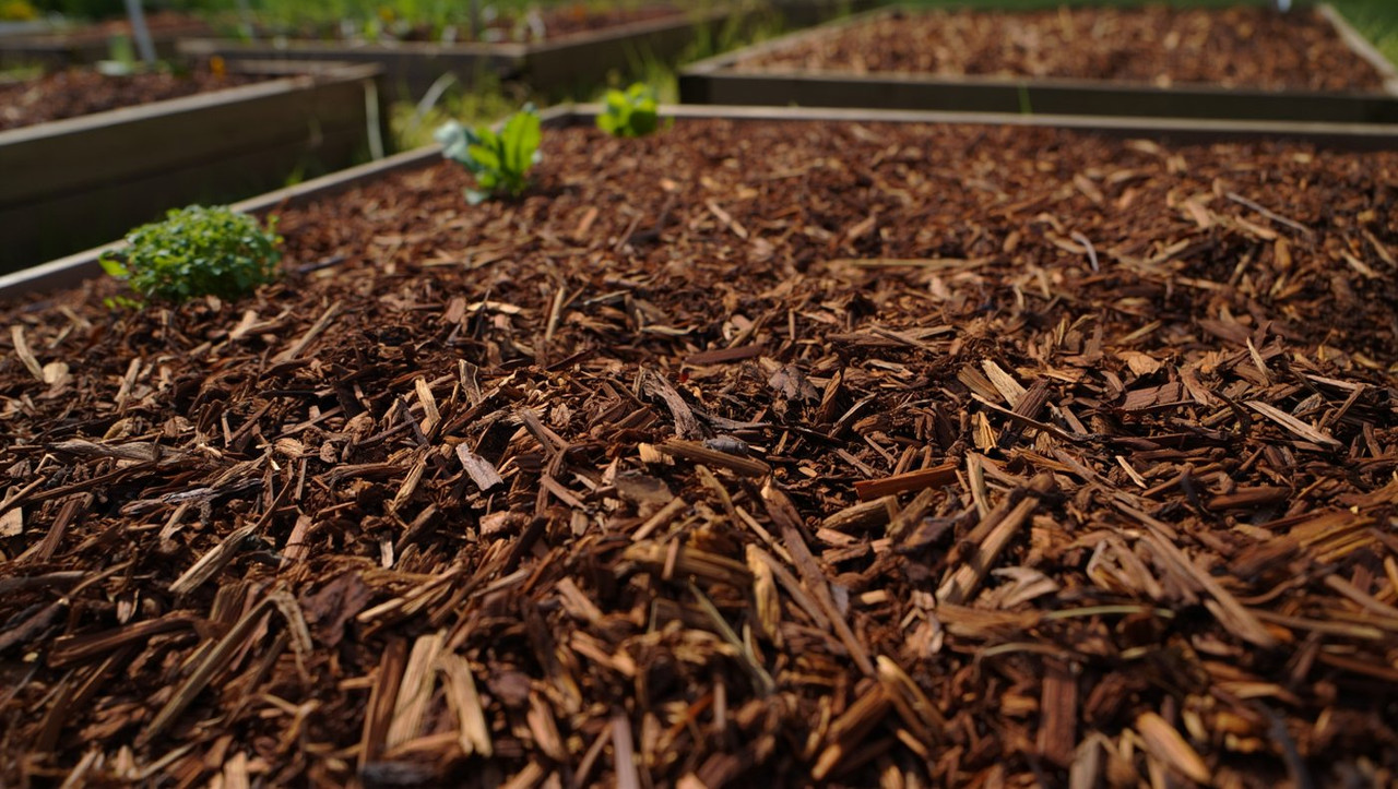 мульчирование грядок для защиты от сорняков