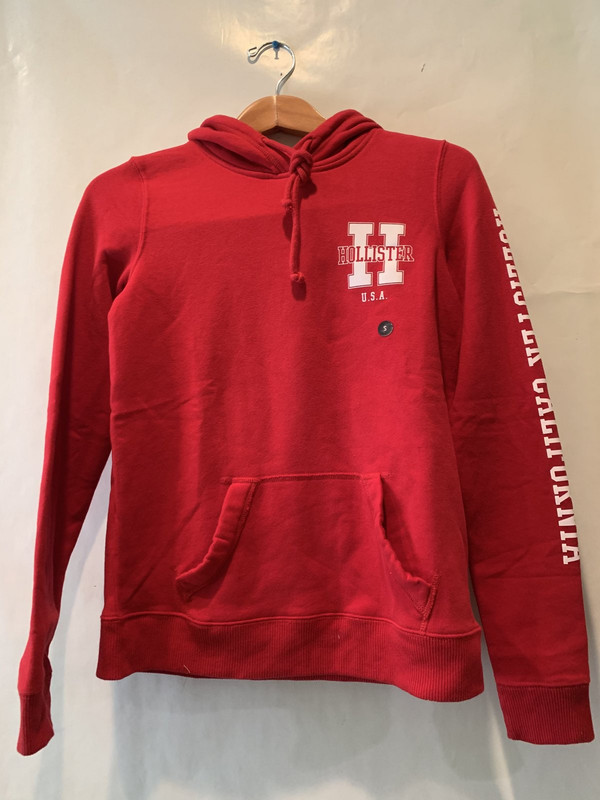 HOLLISTER WOMENS SOFT COMFORTABLE LOGO GRAPHIC RED HOODIE SIZE SMALL