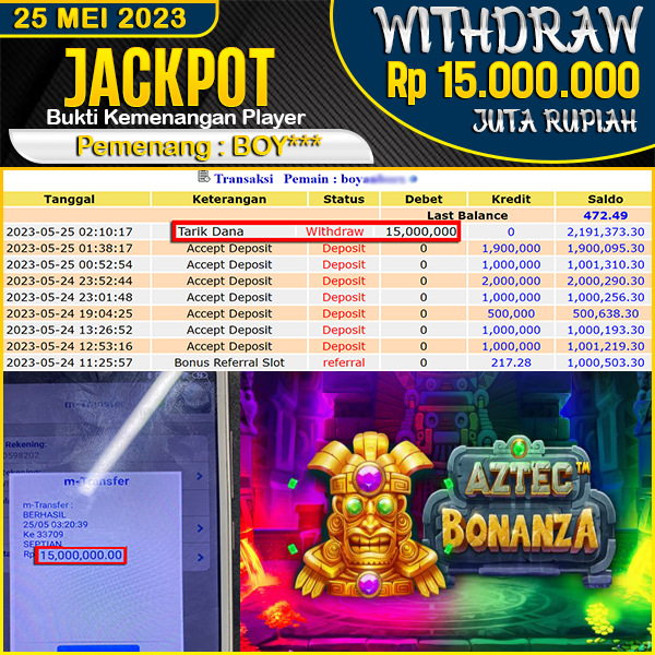 jackpot-slot-modal-receh-main-di-aztec-bonanza-wd-rp-15000000--dibayar-lunass