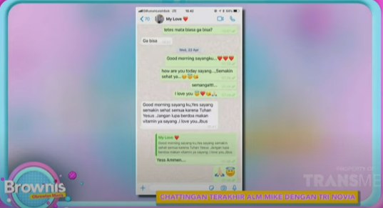 Isi chat terakhir dari mendiang Michael kepada Novia