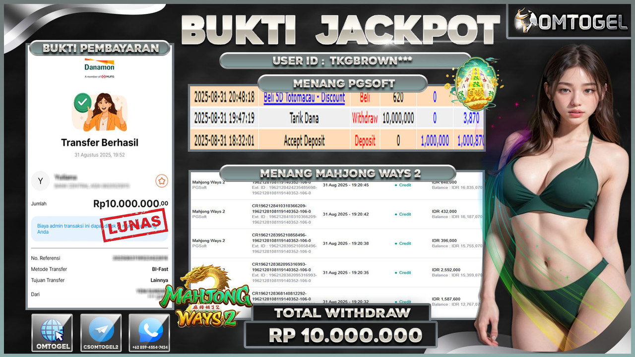 OMTOGEL JACKPOT PGSOFT MAHJONG WAYS 2 10 JUTA DI BAYAR LUNAS ,-