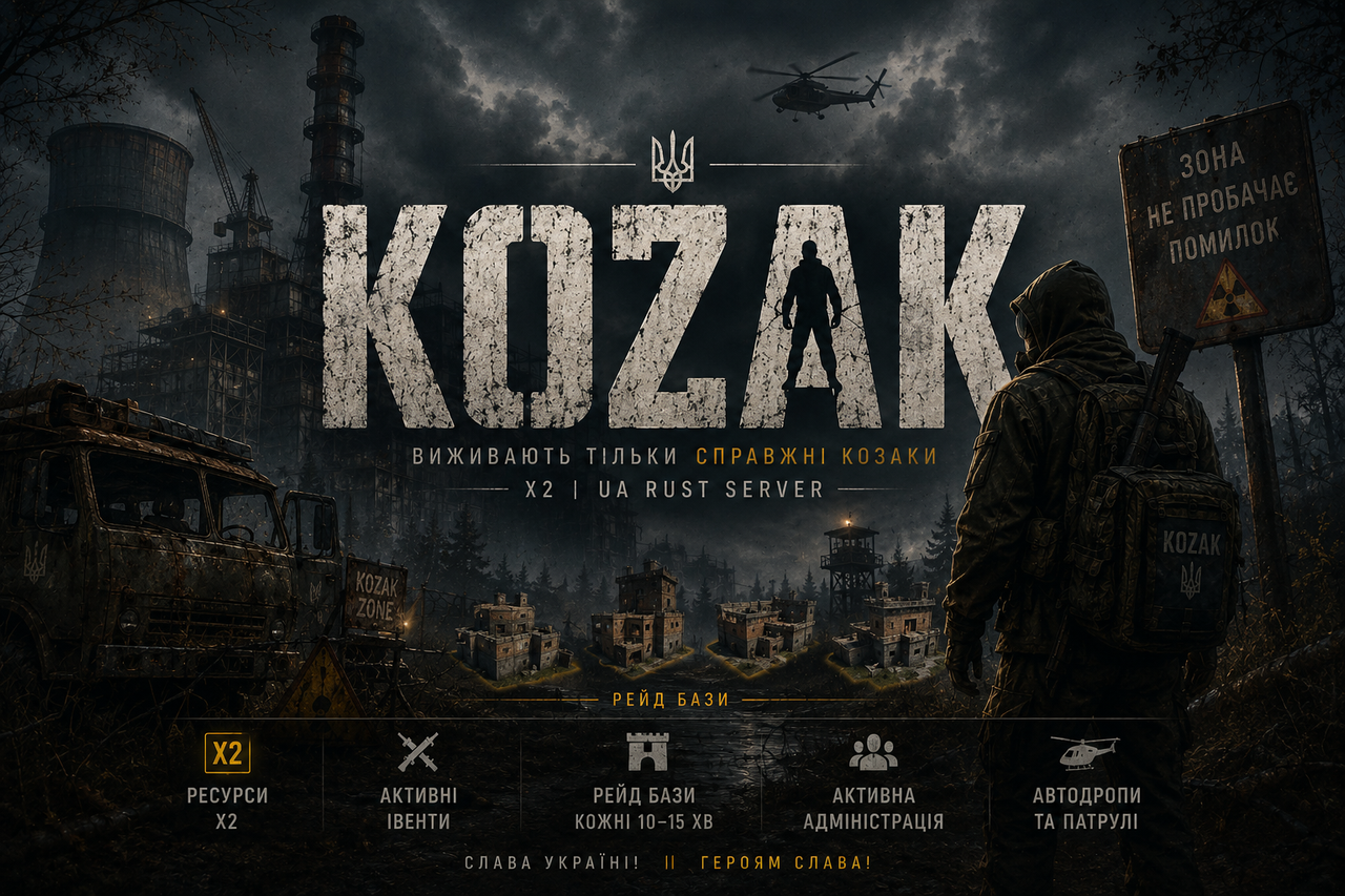 Баннер сервера UA KOZAK | X2 | Україна RUST | WIPE 16.07