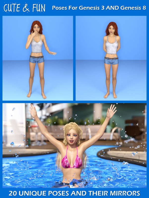 Cute & Fun – Poses For G3F And G8F (Repost)