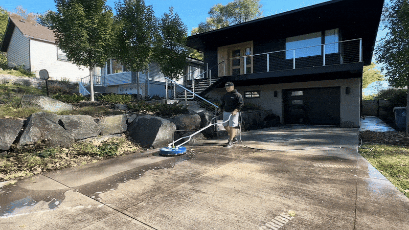 Driveway cleaning — SH mix, surface cleaner, rinse