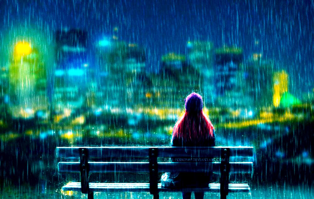 გოგონა წვიმაში