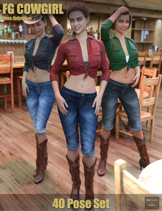 FG Cowgirl Pose Collection for Genesis 8