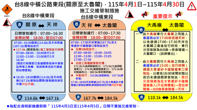太魯閣四月管制_中文