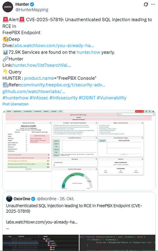 FreePBX-Schwachstelle CVE.2025-57819