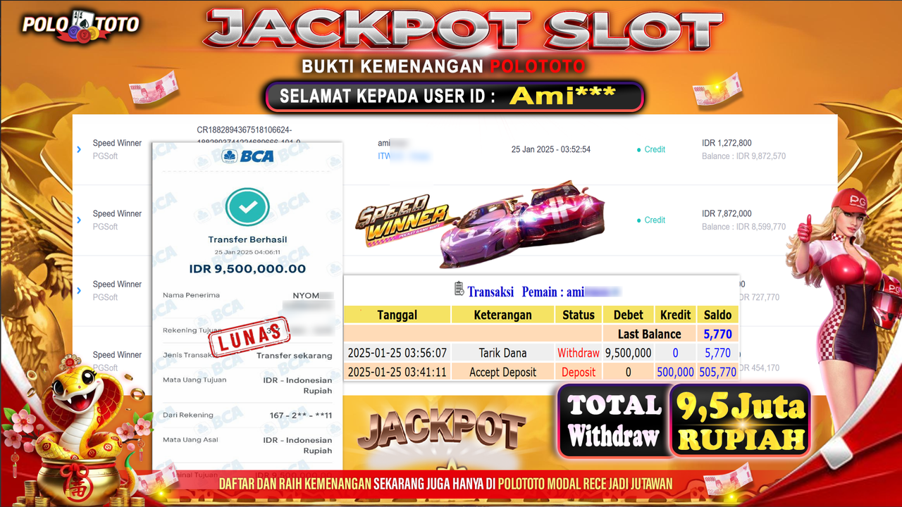POLOTOTO JACKPOT SLOT SPEED WINNER Rp.9,500.000,- 