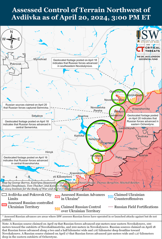 West Of Avdiivka Battle Map Draft April 20, 2024