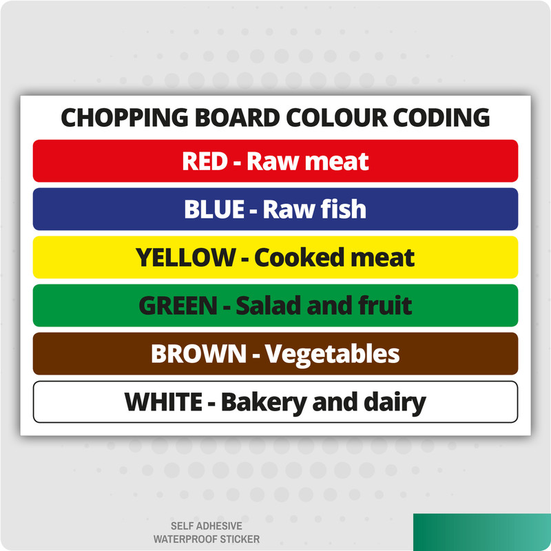 Chopping Board Colour Code SelfAdhesive Stickers Signs Food Health & Safety eBay