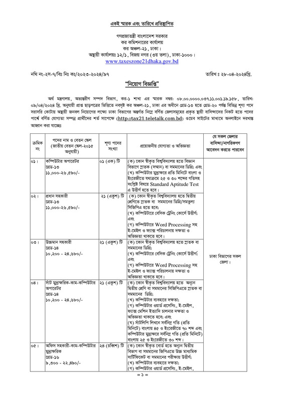 Taxes-Zone-21-Dhaka-Job-Circular-2024-PDF-1