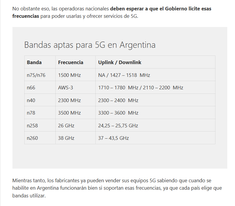 5G en Argentina - se podrá usar telefono traido de afuera?
