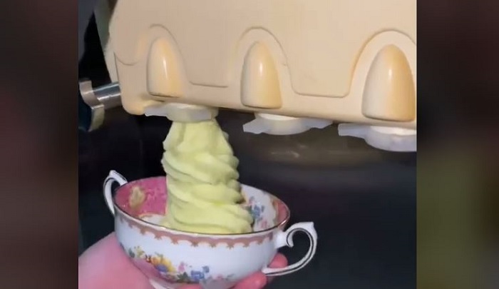 Sajian es krim rasa opor ayam ala Sisca Kohl yang viral di TikTok.