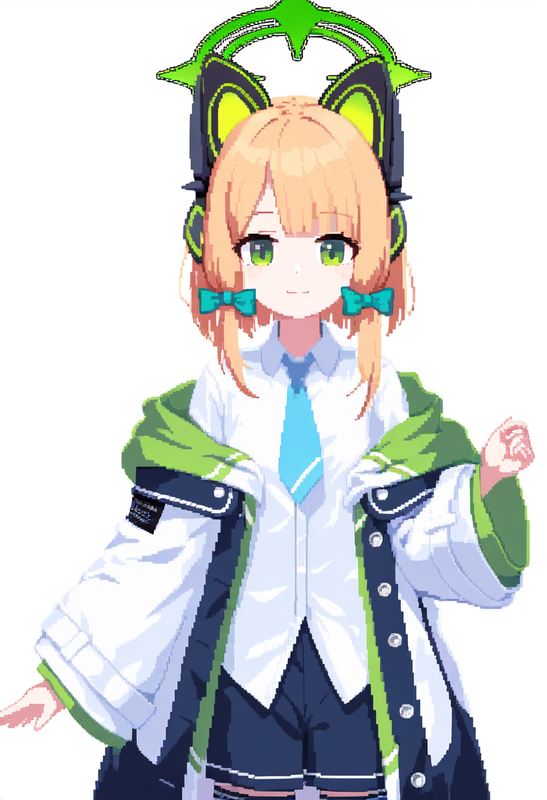 1girl, midori (blue archive), {{{{pixel art}}}}, flat colors, best ...
