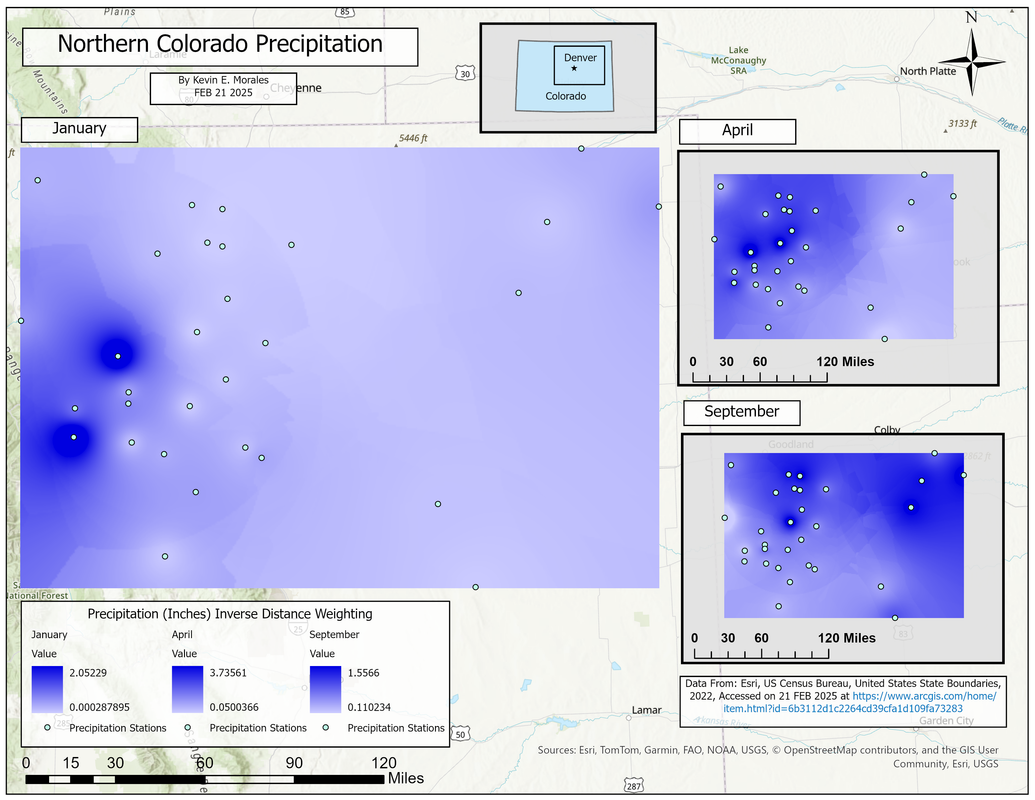 Precipitation Inverse Weight Distancing Map