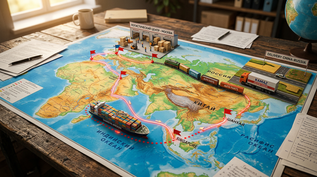 Схема доставки автозапчастей из Китая в Россию