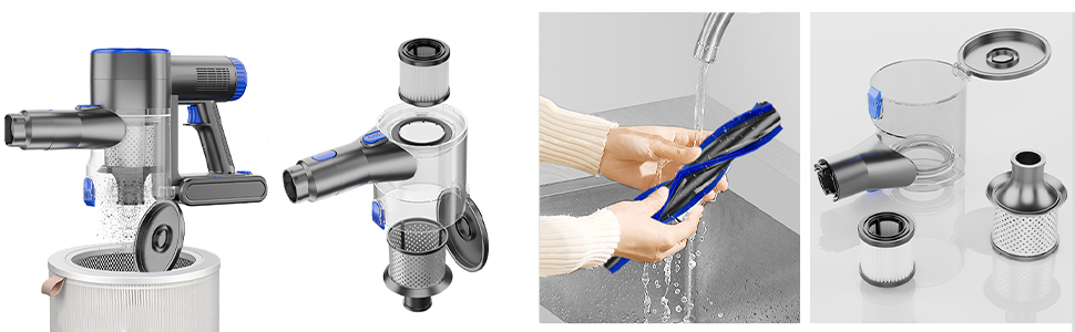 Aspirator fără fir Tinklu cu sistem de filtrare HEPA lavabil