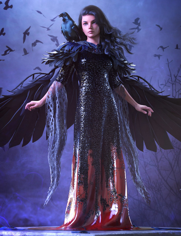 dForce Crow Outfit for Genesis 8 and 8.1 Females