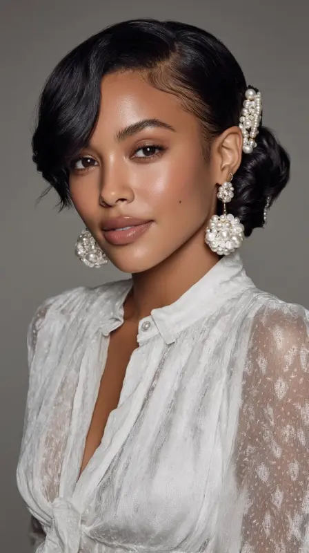 Timeless Allure: The Side Part Affair - black women side part