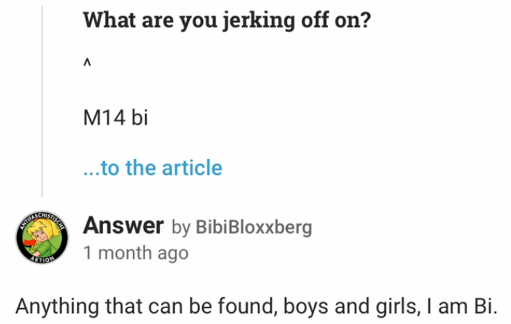 cuntsuela responding to a child sharing information about what they masturbate to