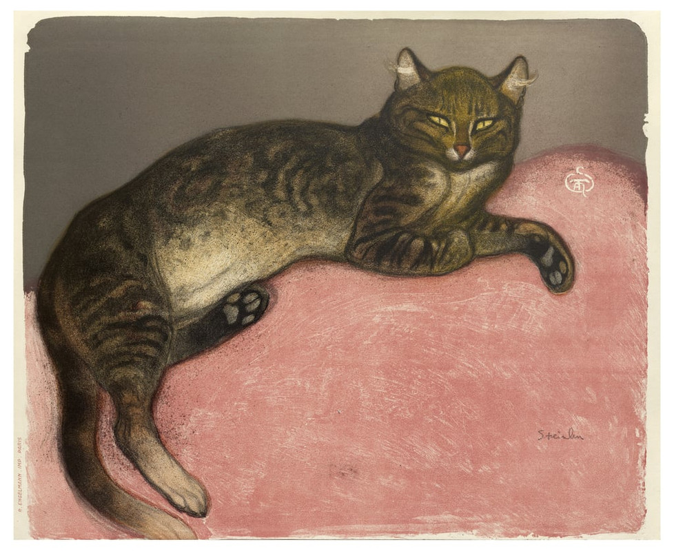 6-Theophile Alexandre Steinlen - LHiver Chat sur un coussin 1909 (colour litho on cream wove  - (Mei