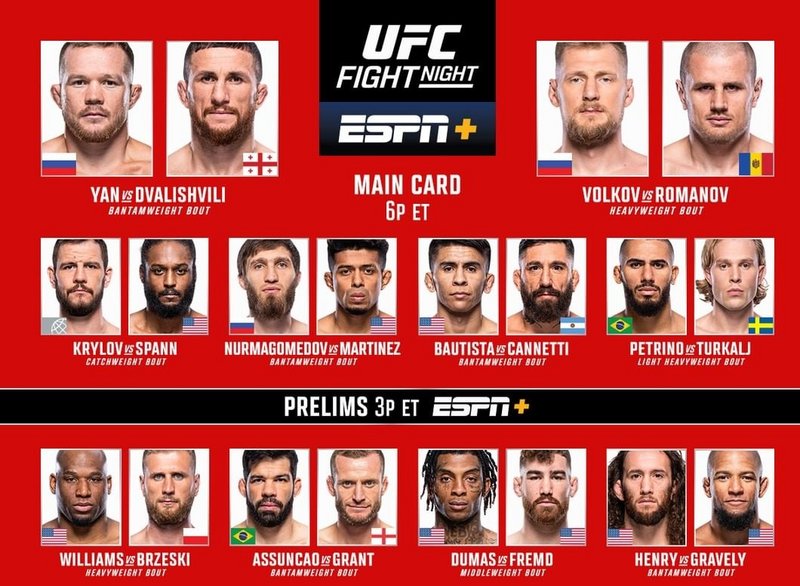 Резултати от UFC Fight Night: Ян - Двалишвили