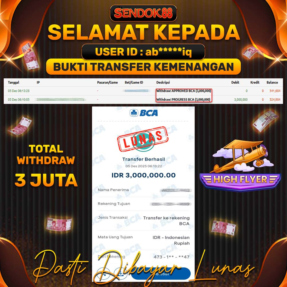 SENDOK88 JEPE! PP HIGH FLYER Rp 3.000.000,- LUNAS!