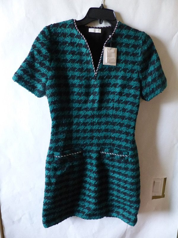 SANDRO PARIS CLYO SHORT TWEED DRESS WITH BRAID TRIM IN US WOMENS SIZE 36 SFPRO01490