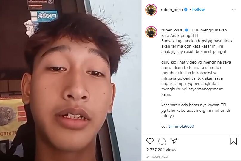 Ruben Onsu membagikan video remaja yang hina Betrand Peto