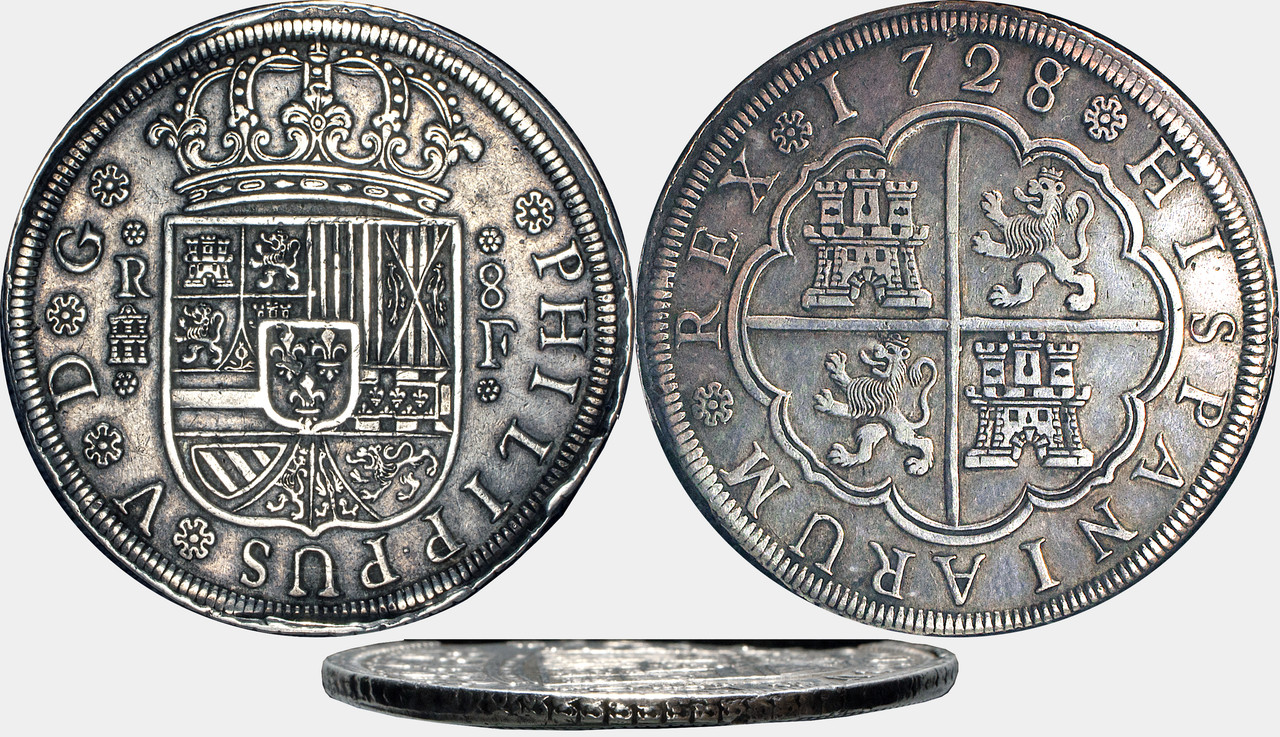 8 Reales 1728. Felipe V. Segovia F. 8-R-Felipe-V-1728-Segovia-Fg