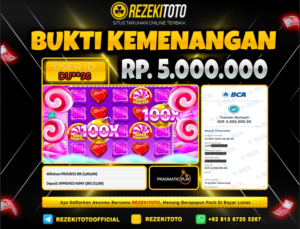 BUKTI KEMENANGAN 15 SEPTEMBER 2025 SWEET BONANZA SUPER SCATTER 5 JUTA 