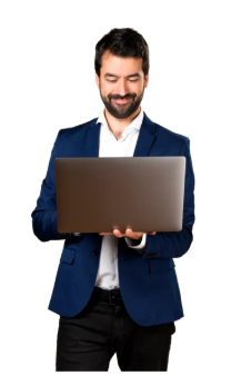 شخص يحمل لابتوب